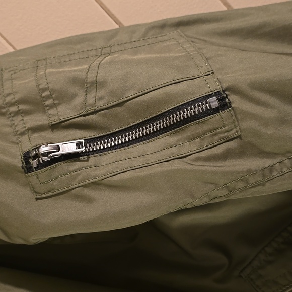 Army Green Quilted Bomber Jacket - Picture 2 of 4